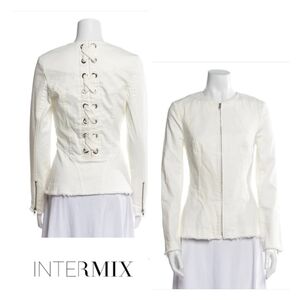 Intermix Jacket Neutrals Collarless Zip Closure $700 MSRP